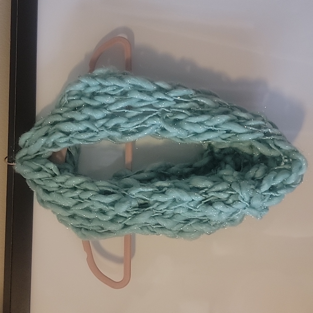Aqua head/infinity scarf with silver flecks 20x12